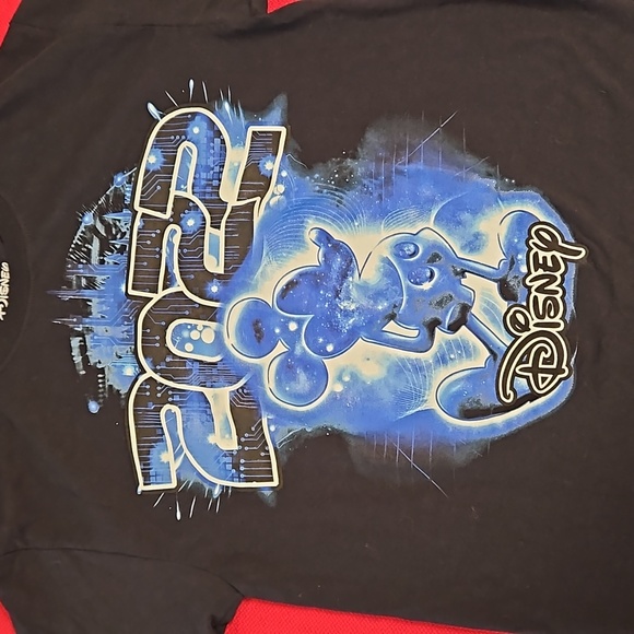 DISNEY 2022 Mickey Mouse graphic tee circuit board castle Sm. UNISEX EUC - Picture 2 of 5